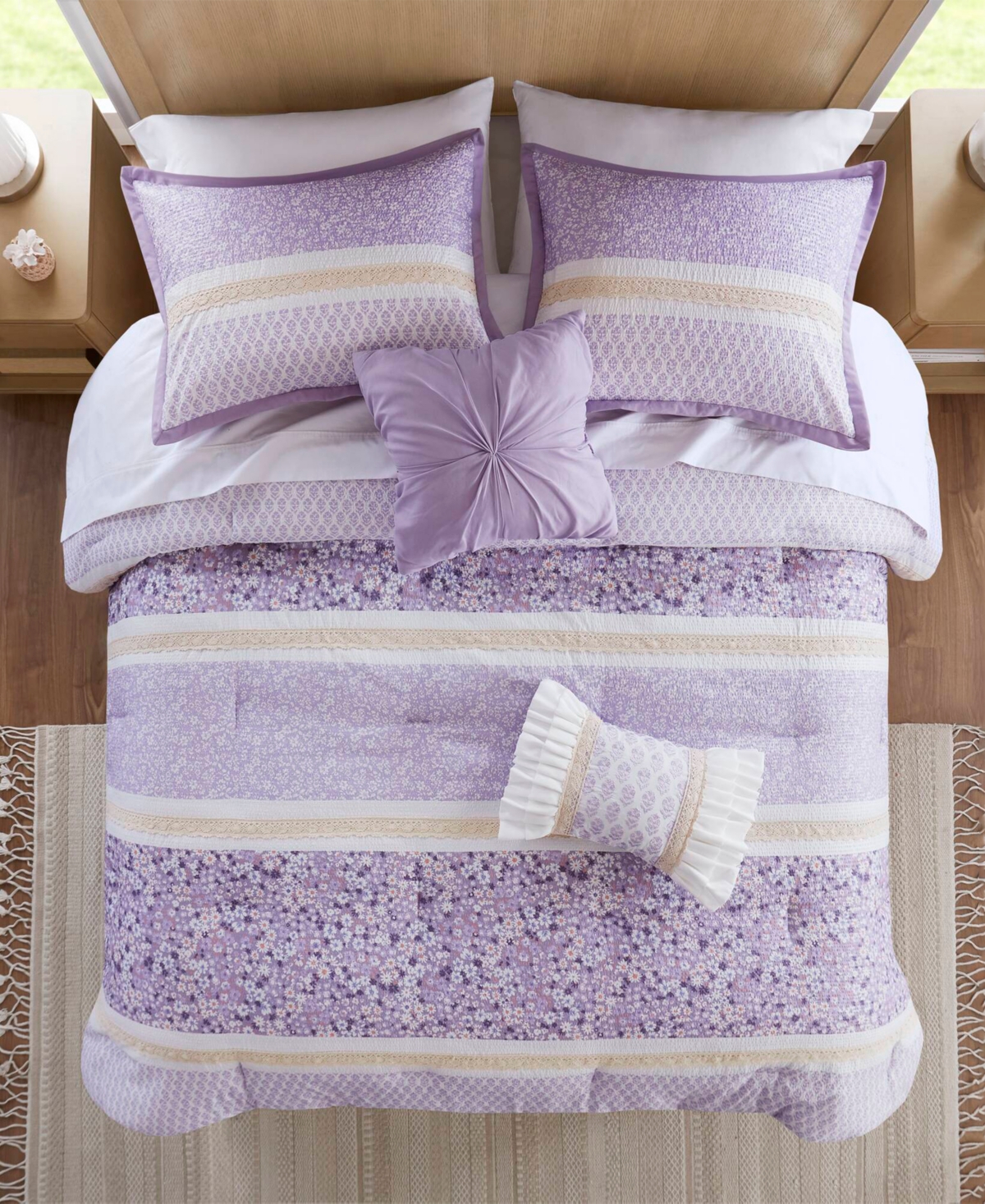 Madison Park Caralie Seersucker 5-pc. Comforter Set, Full/queen In Purple