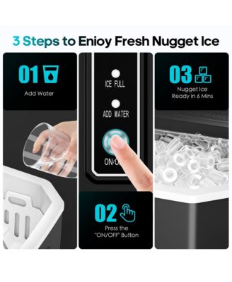 26lbs/24H Portable Countertop Self-Cleaning Ice Maker, 9 Bullet Cubes in 6 Mins with Handle