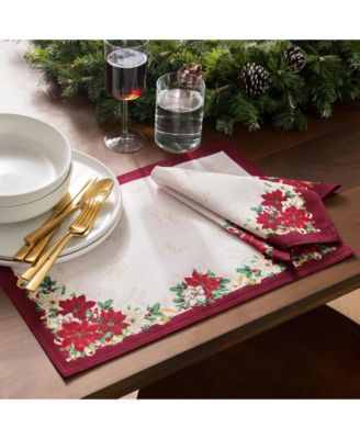 Poinsettia Garlands Engineered Placemats, Set of 4, 13" x 19"