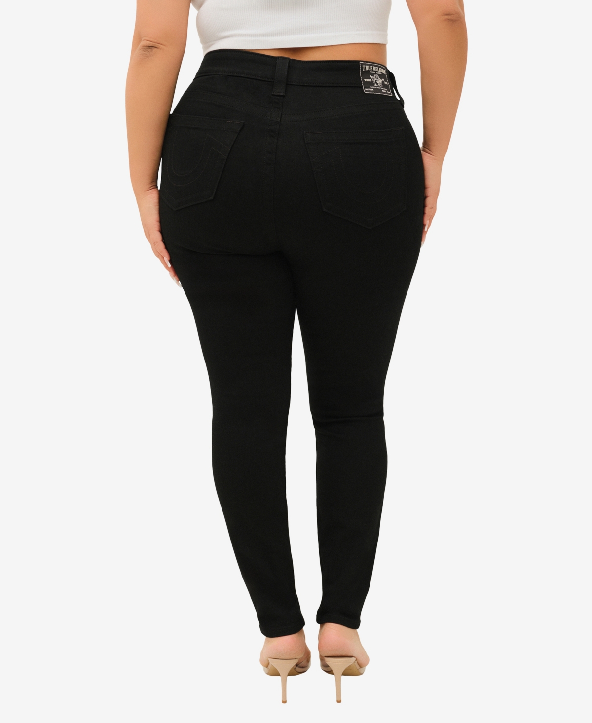 True Religion Plus Size Jennie Curvy Skinny Mid Rise Jeans In Black