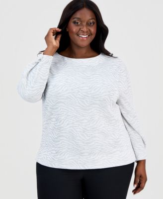 Anne Klein - Plus Size Boat-Neck Foldover-Sleeve Sweater