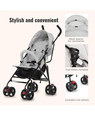 Vista Moonwalk Stroller with Compact Fold & Canopy in Light Gray