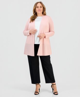 Plus Size Montery Open-Front Cardigan Sweater