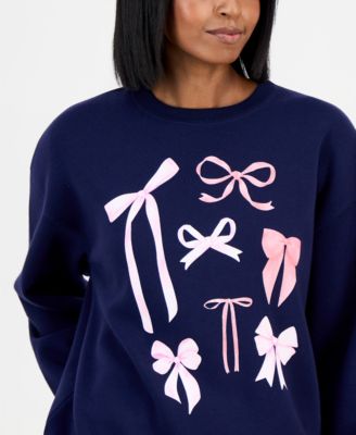 Juniors' Bow Graphic-Print Sweatshirt