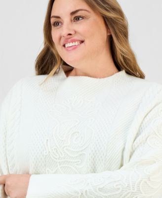 Plus Size Soutache Embroidered Sweater