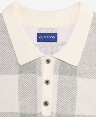 Men's Cotton Plaid Short-Sleeve Polo Sweater, Macy's Exclusive