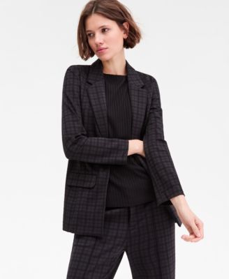 Liverpool Los Angeles - Women's Plaid Jacquard Knit Boyfriend Blazer