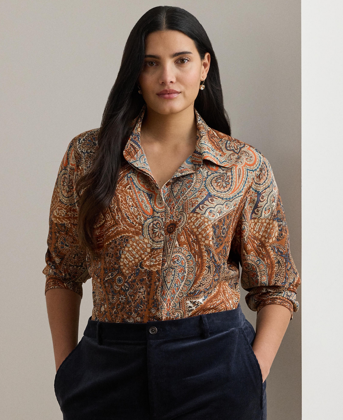 Ralph Lauren Plus Size Paisley Shirt In Multi