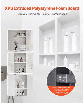 Wall-Mounted Recessed Shower Niche Shelf for Organized Bathroom Storage