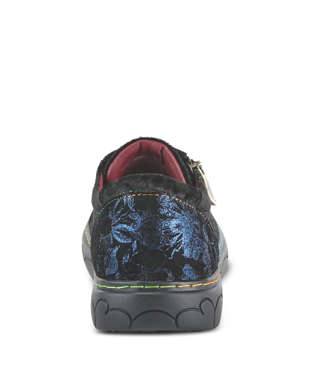 L Artiste Women s Danli-cheeta Hand Painted Leather Platform Sneakers with Metallic Floral Accents and Removable Insole