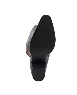 Women's Mallorie Hand-Painted Cowboy Boots with Floral and Butterfly Shaft, Snip Toe,  and Velvet Lining – Western-Inspired Tall Boots