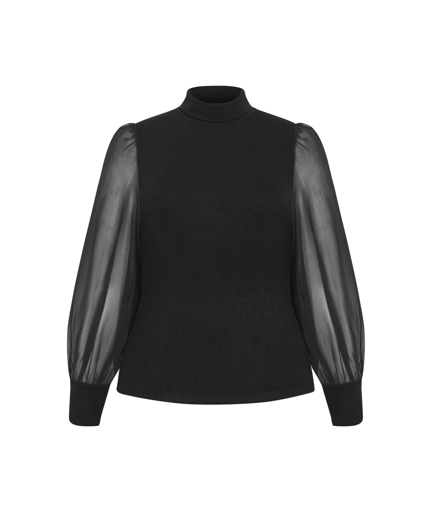 Женский свитер CITY CHIC Plus Size Sheer Sleeve, цвет: Чёрный — фото 4