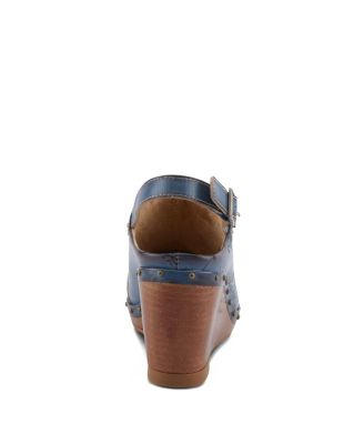 L’Artiste Women’s LOVEYA Handpainted Leather Slingback Wedge Sandals with Adjustable Buckle and Padded Insole