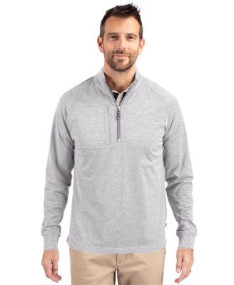 Men's Cutter and Buck Adapt Knit Heather Quarter Zip Pullover