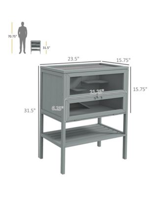 3-Tier Wooden Hamster Cage w/ Openable Top, Front Door, Shelf,