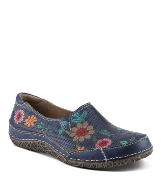 L’Artiste Women’s Libora-Delite Handpainted Leather Floral Slip-On Shoes with Removable Insole