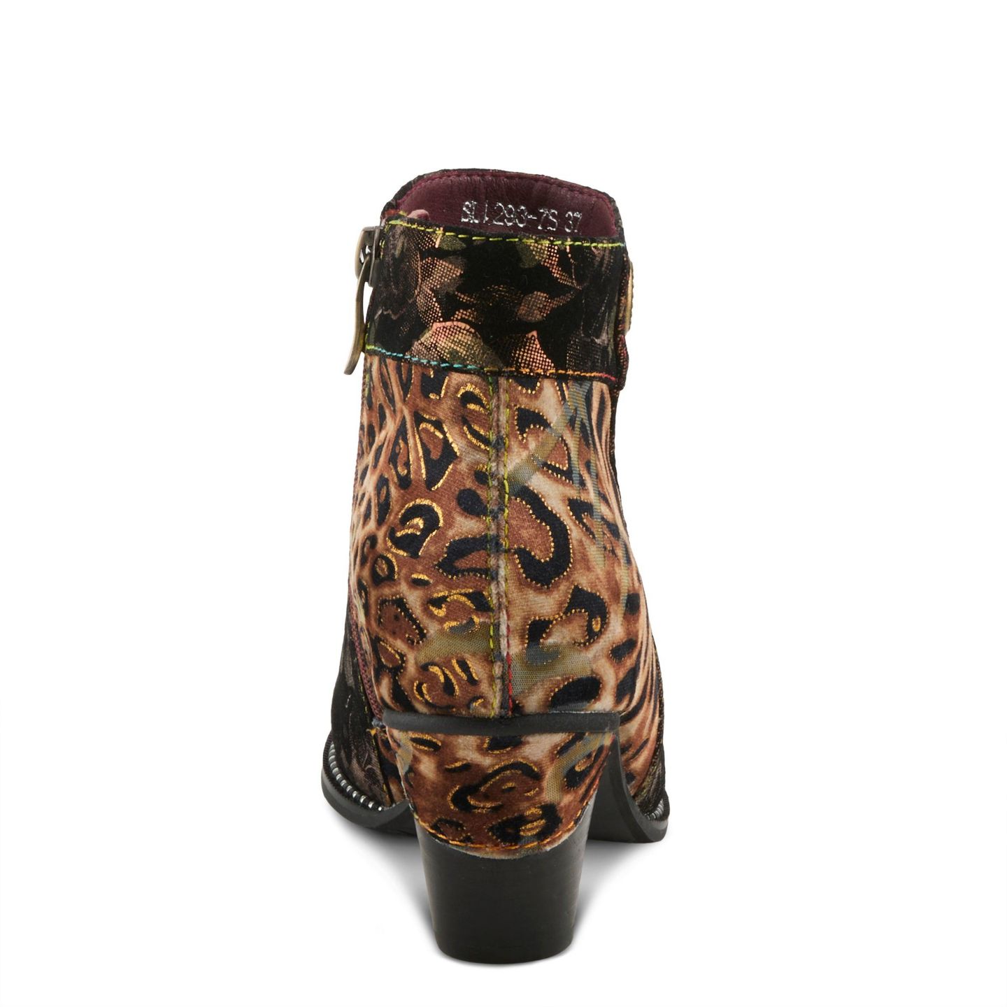 Женские ботинки L'Artiste Dessalynn Floral and Animal Print Suede Ankle Boots with Velvet Lining, Decorative Button, Side Zipper - Artistic Comfort Booties, цвет: Бронзовый разноцветный — фото 6