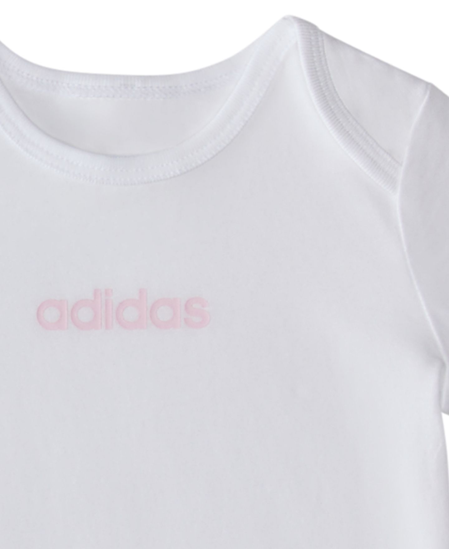 adidas Baby Girls' Logo Bodysuits and Pants, 3-Piece Set, цвет: Розовый / Белый — фото 4