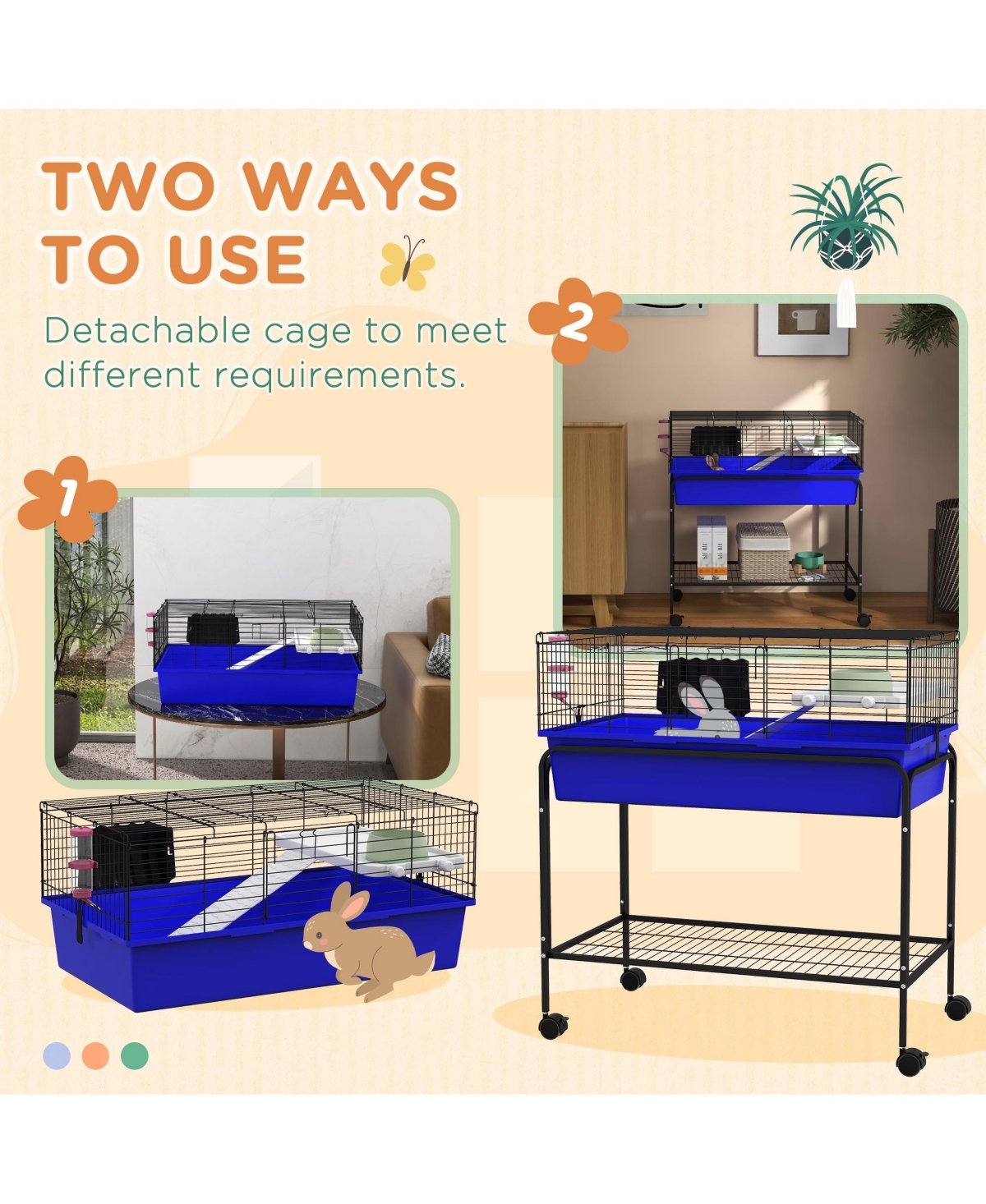 PawHut Small Animal Cage Guinea Pig, Hedgehog, Ferret,