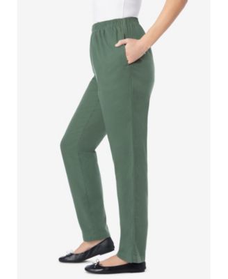 Women's Plus Size Petite Straight-Leg All-Cotton Denim Pull-On 7-Day Elastic-Waist Jeans