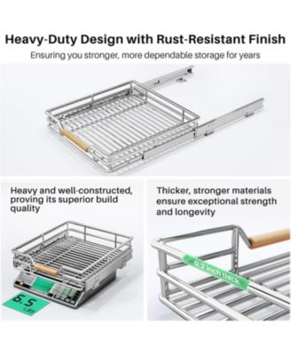 Pull out Cabinet Organizer,Heavy Duty Smooth Sliding Under Cabinet Shelves for Pots and Pans,Roll out Drawers with Thickened Chrome Plating,Slide out Drawers for Home Kitchen Pantry(15"W X 21"D)