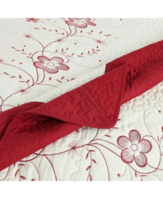 3 Piece Queen Size Embroidery Quilt Set Lightweight Bedspread Set Queen