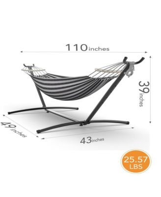 Heavy-Duty Steel Stand Double Hammock: Portable, Easy Assembly, 600lbs Capacity – Fit for Indoor/Yard/Camping/Outdoor