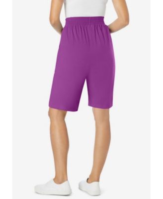 Plus Size Elastic-Waist Knit Short