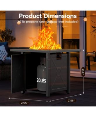  43 Inch Propane Fire Pit CSA-Listed Outdoor Fire Table, 50,000 BTU Firepit Table with Lid and Lava Rock
