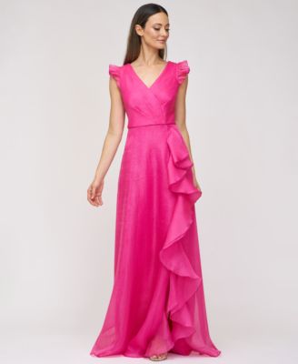 Women's Cascading-Ruffle Flutter-Sleeve Gown