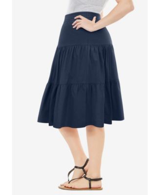 Women's Plus Size Elastic-Waist Knit Tiered Skirt