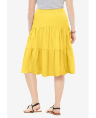 Women's Plus Size Elastic-Waist Knit Tiered Skirt