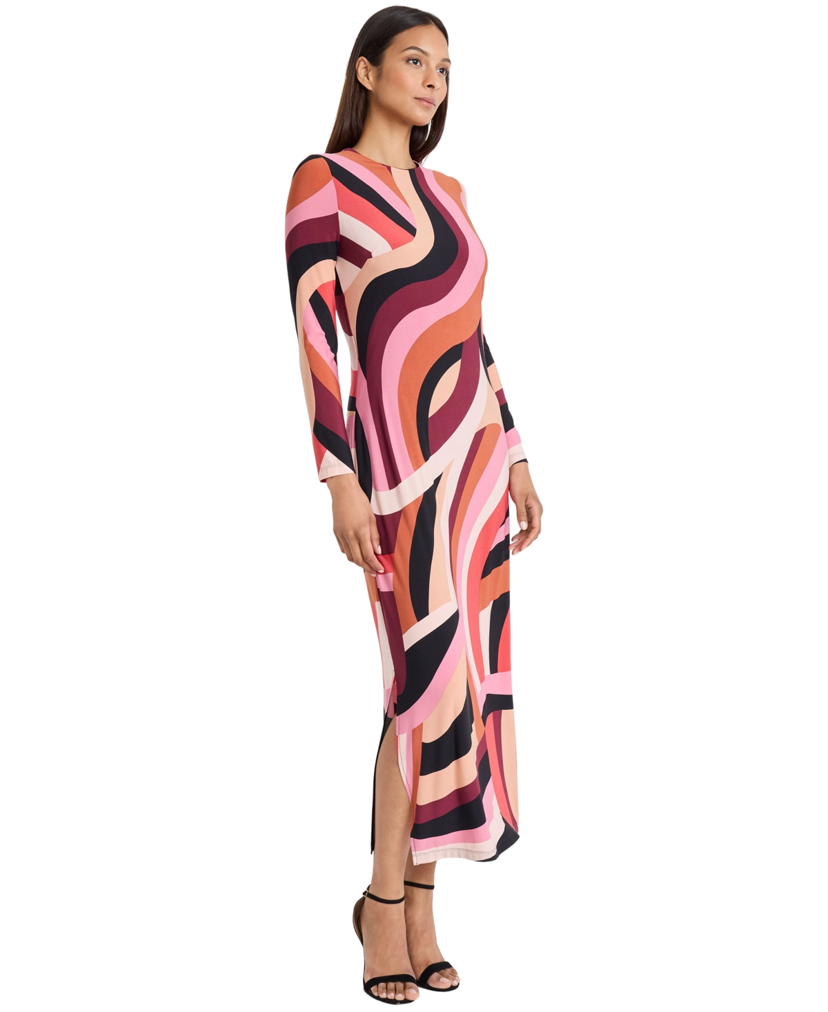 Donna Morgan Women's Printed Crewneck Midi Dress