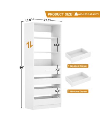 21.3'' Freestanding Closet Organizer System with 4 Drawers and Shelves