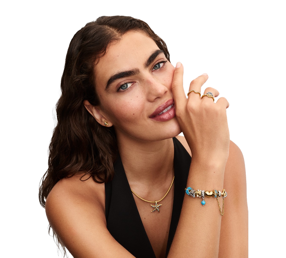 Pandora Elongated Safety Chain Charms In Multi