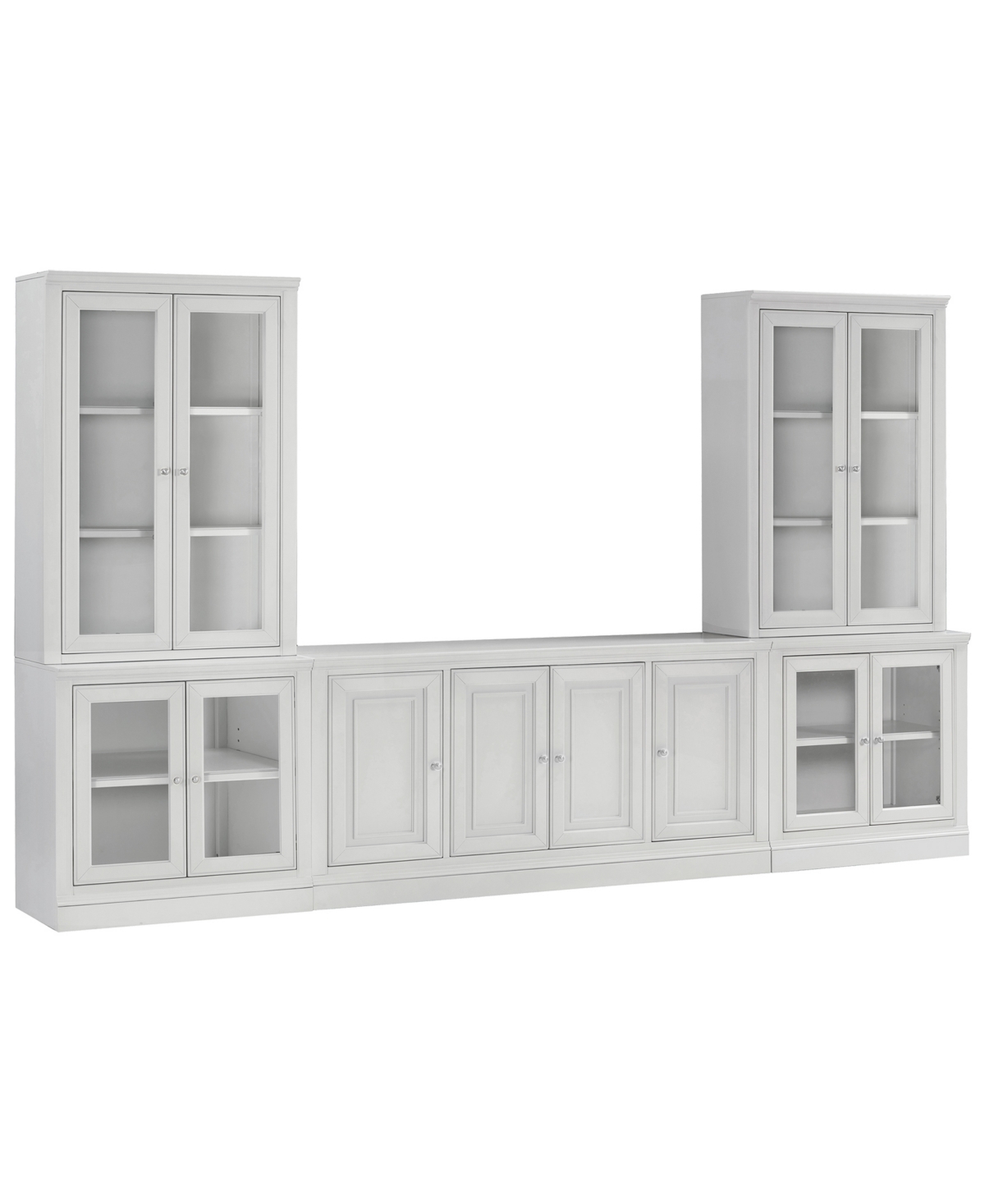 Macy's Amren 65" 4 Door Console With Door Hutches And 2 Door Bases In White