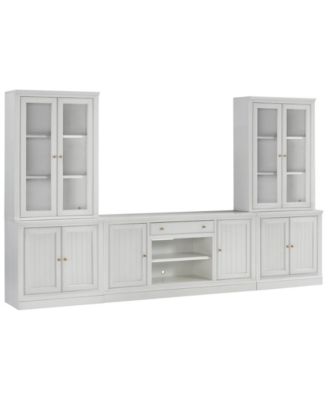 Amren 129" Wood 2 Door Console Table with 2 Door Hutches and 2 Door Bases