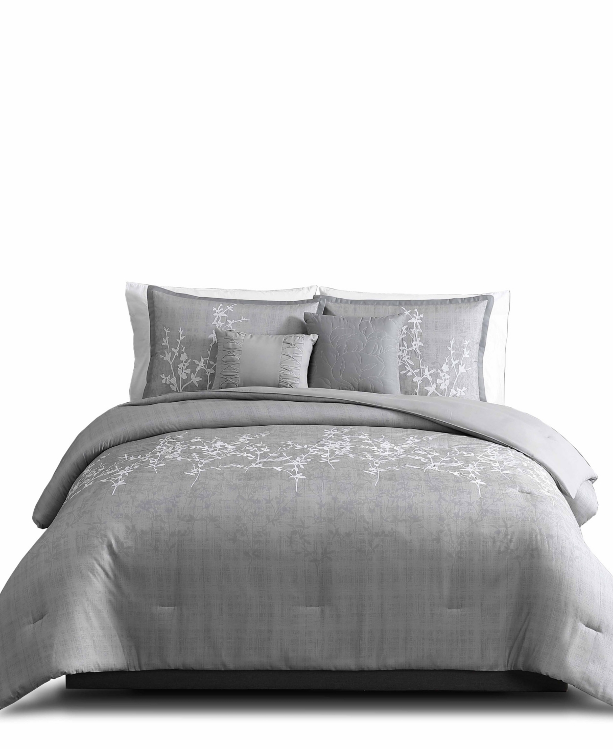 Hallmart Collectibles Henly Embroidered 5-pc. Comforter Sets In Gray