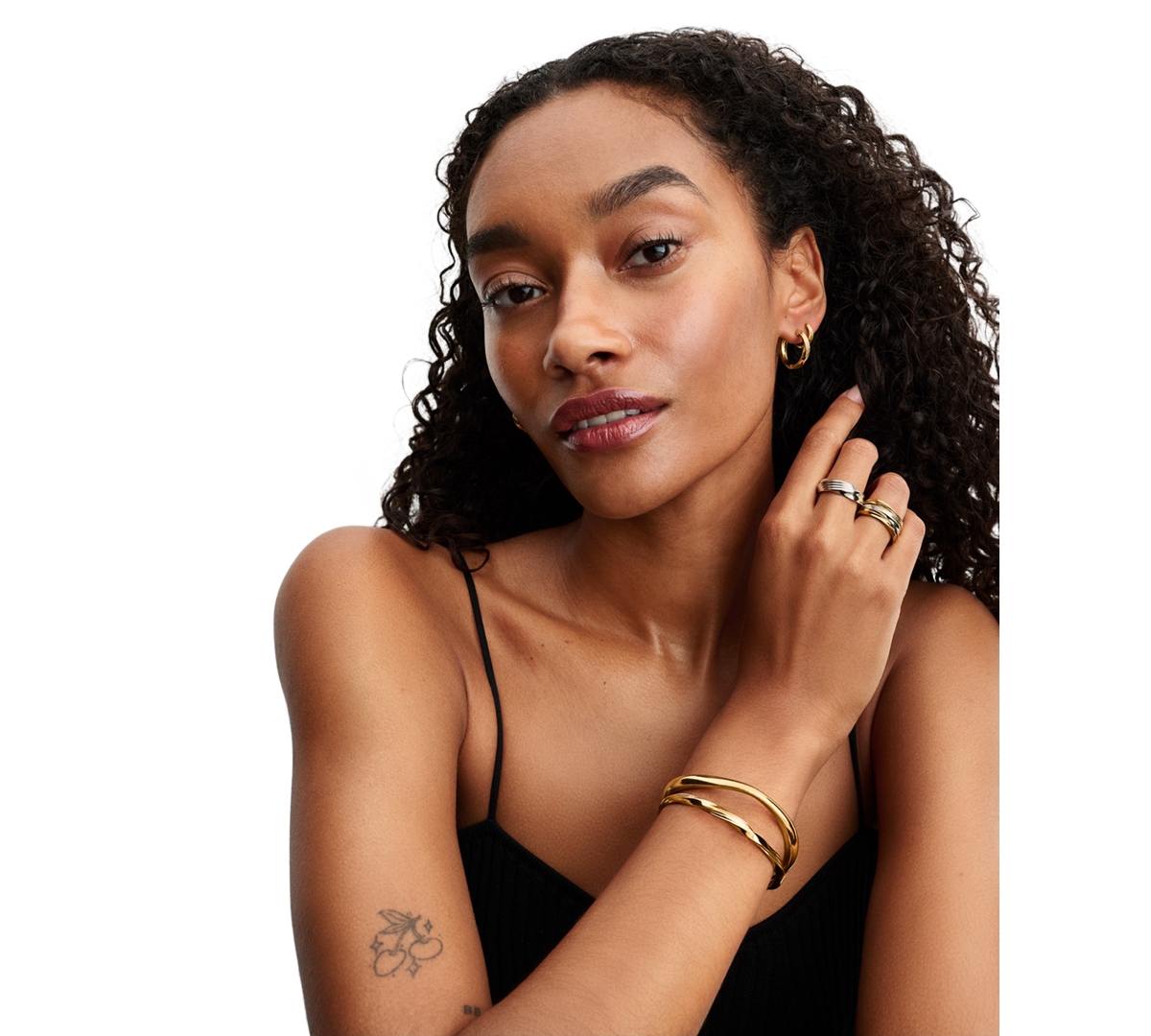 Pandora Organically Shaped Two-tone Double Ring In Multi