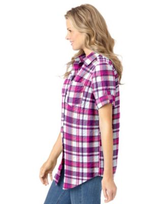 Women's Within Short-Sleeve Button Down Seersucker Shirt