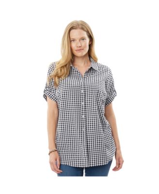 Women's Within Short-Sleeve Button Down Seersucker Shirt