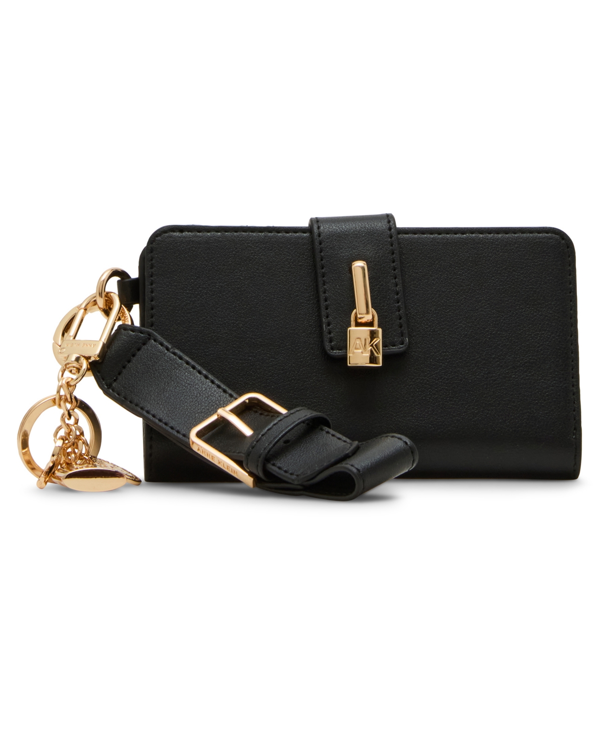Anne Klein 2 Piece Lock Wristlet Gift Set With Bag Charm In Black