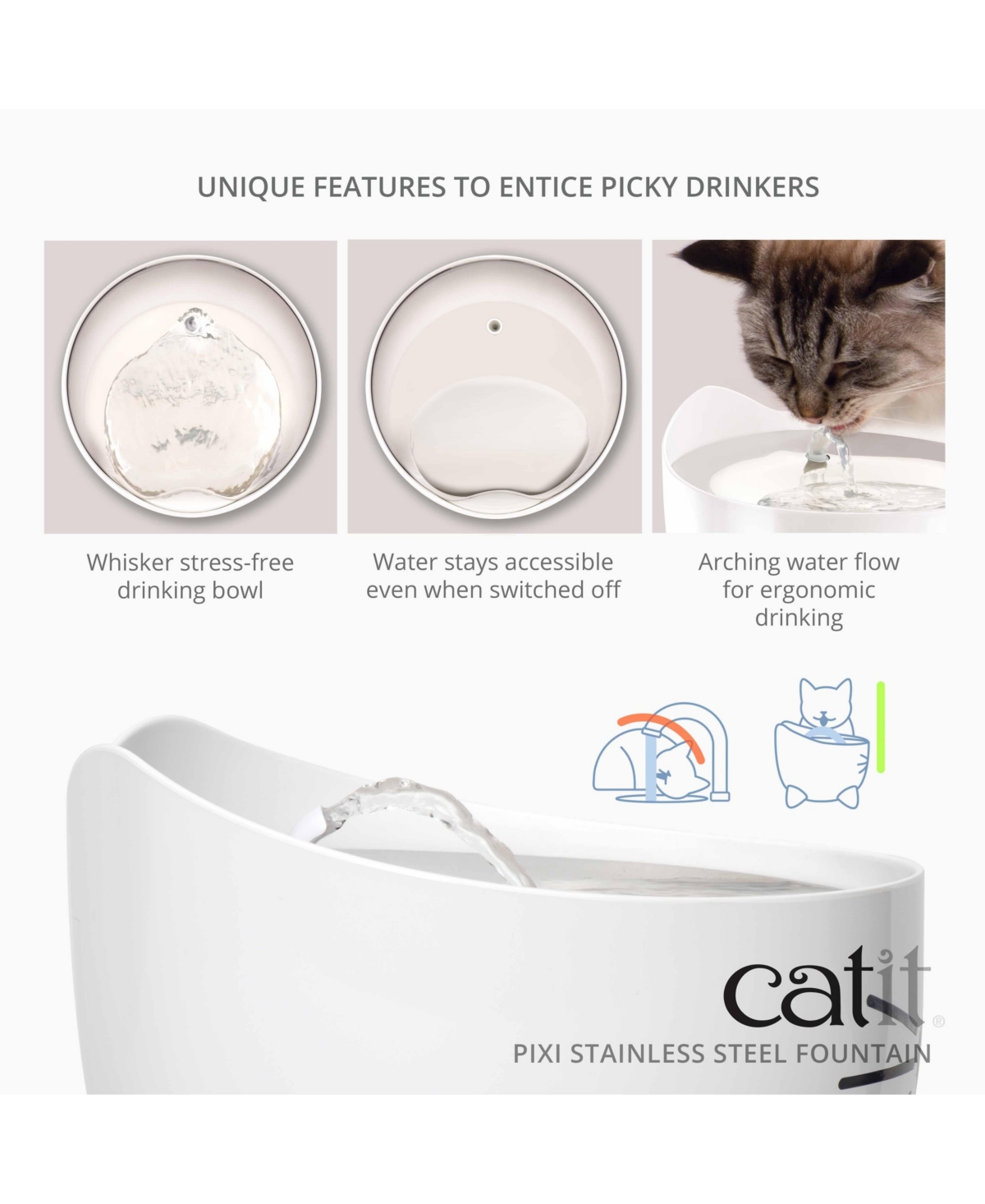 Catit Pixi Fountain, Stainless Steel