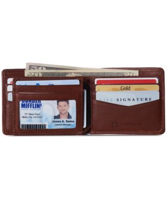 Mens Commuter RFID Bifold Wallet 2 ID Windows Divided Bill Section