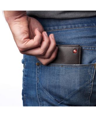 Mens Commuter RFID Bifold Wallet 2 ID Windows Divided Bill Section
