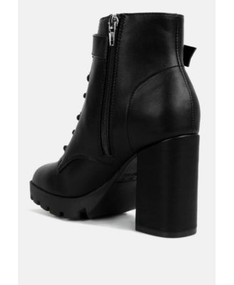 Womens Grahams Faux Leather Lace Up Boots