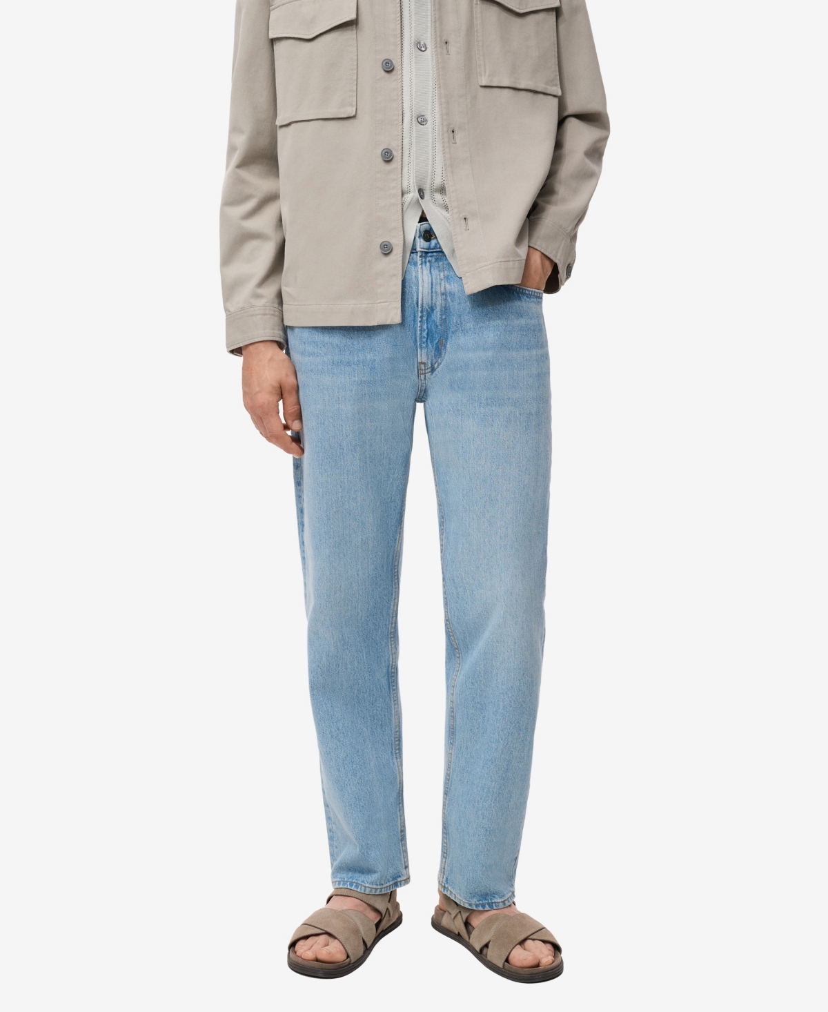 Mango Moby Straight Fit Cotton Jeans In Blue