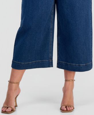 Plus Size High Rise Cropped Wide-Leg Jeans