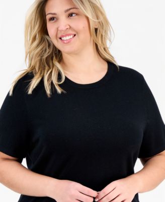 Plus Size Short Sleeve Merino Wool Sweater