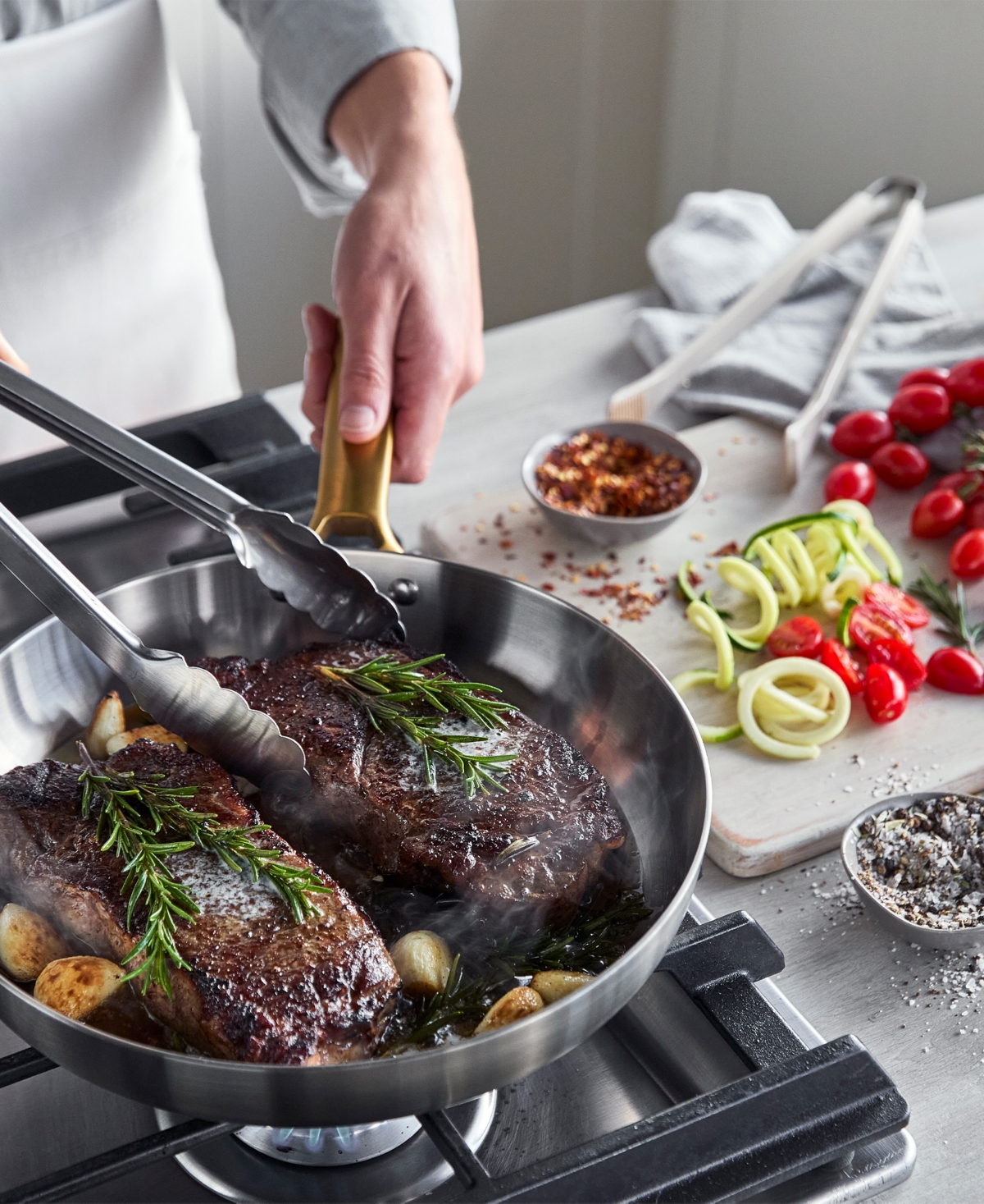 Greenpan Reserve Set Of 2 Stainless Steel Frying Pans In Silver